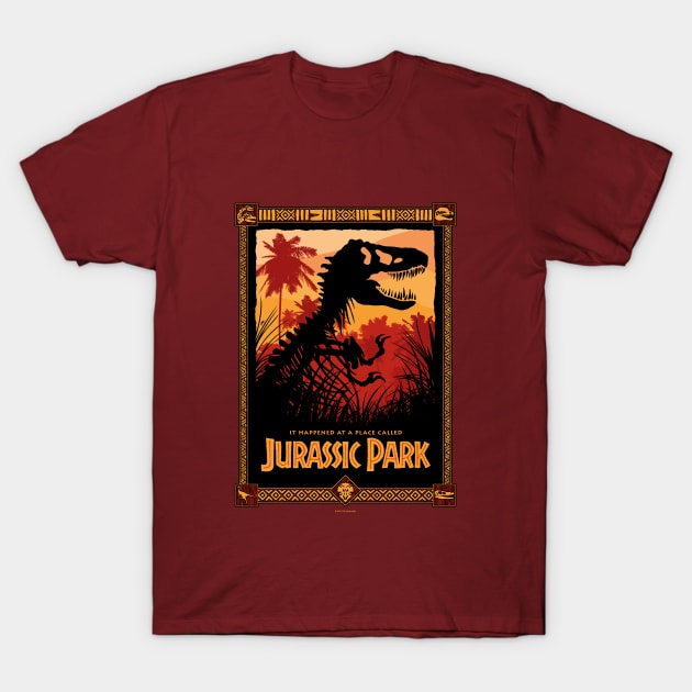 It Happened At A Place Called Jurassic Park (Red) T-Shirt by avperth